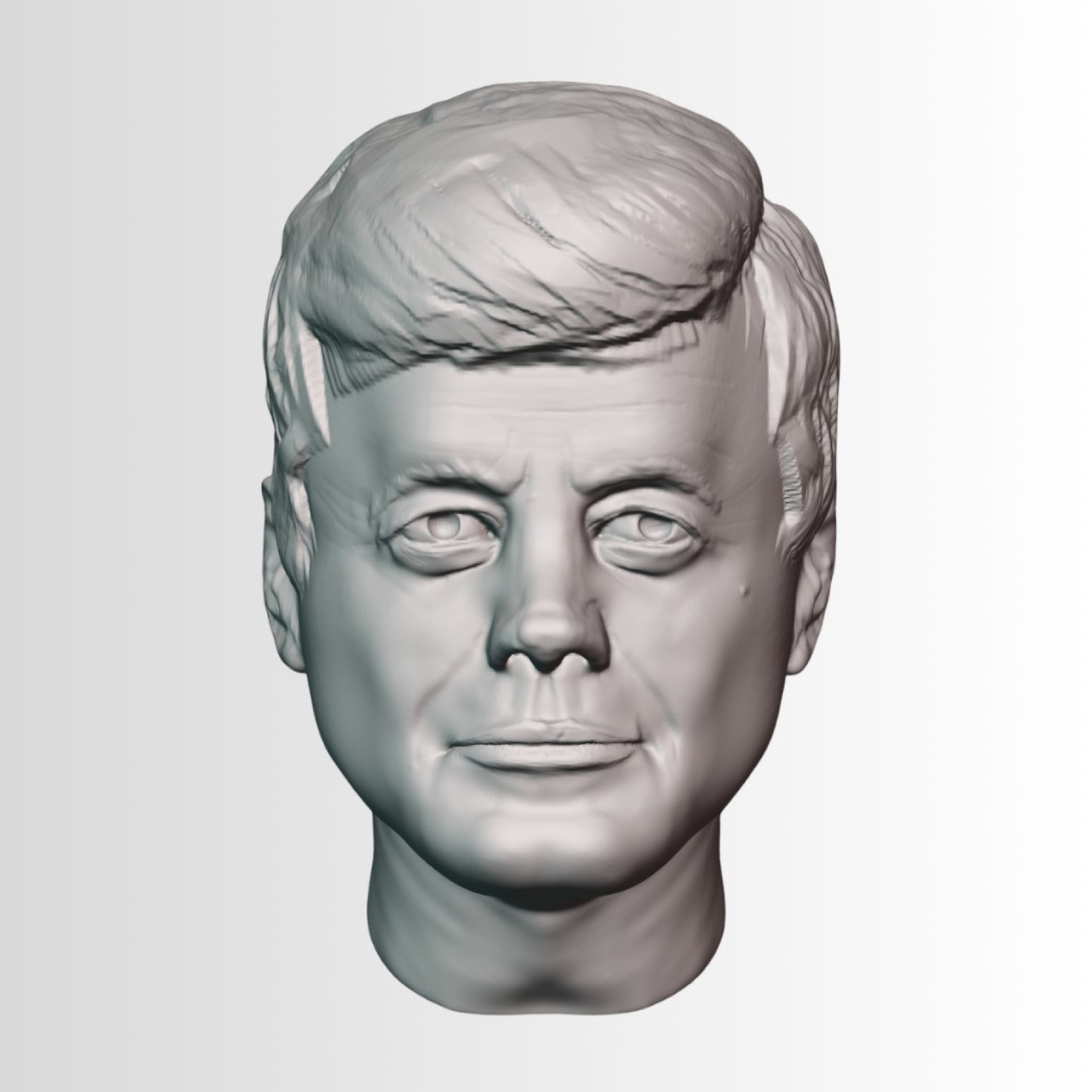 JFK portrait sculpt, front view